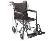 Roscoe Medical KT1912B Transport Chair with 12 inch Rear Wheels Black