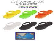 Bulk Buys Ladies Comfort Flip Flop with Rhinestones Case of 72