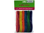 Multi colored wood spoons Case of 100