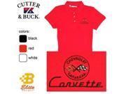 B Elite Designs BDC1EPL826 RED S C1 Corvette Embroidered Ladies Cutter Buck Ace Polo Red Small