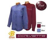 B Elite Designs BDC6ES912 WIN S C6 Corvette Script Embroidered Mens Long Sleeve Corvette Dress Wine Small