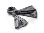Blancho Bedding BRA SCA01025 S Blancho Black White Stripe Elegant Fashion Soft Natural Silk Scarf Wrap ShawlSmall