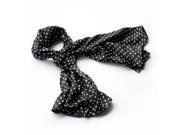 Blancho Bedding BRA SCA01012 S Blancho Black Background Small Cute White Dot Design Soft Silk Scarf Wrap ShawlSmall