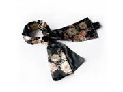 Blancho Bedding BRA SCA01054 L Blancho Black Flowers Floral Patterns Exquisitely Elegant comfy Silk Scarf Wrap ShawlLarge