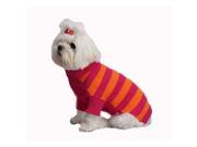 A Pets World 07153822 16 Mercerized Cotton Azalea Orange Rugby Dog Sweater