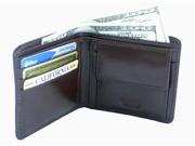 Leatherbay 50116 Double Fold Leather Wallet With Pocket Dark Brown