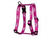 Yellow Dog Design H PSK103L Pink Skulls Roman Harness Large