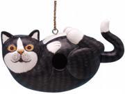 Songbird Essentials Black White Cat on Back Birdhouse