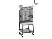 HQ 82217Cwh 22 in. x 17 in. Opening Scroll Top Cage with Cart Stand White