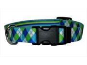 Yellow Dog Design BGA103L Blue and Green Argyle with Stripes Standard Collar Large