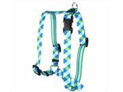 Yellow Dog Design H BGA104XL Blue and Green Argyle with Stripes Roman Harness Extra Large