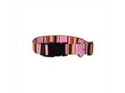 Yellow Dog Design PKSS103L Pink and Brown Stripes with Scallops Standard Collar Large