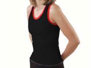 Pizzazz Performance Wear 9800T BLKRED AM 9800T Adult Racer Back Top with Trim Black with Red Adult Medium