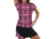 Pizzazz Performance Wear 6800AP HPZ AL 6800AP Adult Animal Print Cap Sleeve Tee Hot Pink Zebra Adult Large