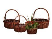0128 DBW Set of 4 Dark Brown Willow Baskets Includes 1 set