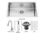 Vigo VG15110 Farmhouse Stainless Steel Kitchen Sink Faucet Grid Strainer and Dispenser