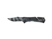 SOG TF3 CP Trident Tiger Stripe Partially Serrated Knife Satin with Clam Pack