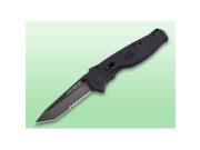SOG TFSAT98 CP Flash II Tanto Partially Serr Black TiNi with Clam Pack