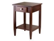 Winsome Trading 94118 Richmond End Table Tapered Leg Antique Walnut