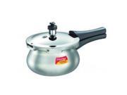 Prestige PRDAH3.3 Small Deluxe Plus New Flat Base Aluminum Pressure Handi for Gas and Induction Stove Silver 3.3 Litres