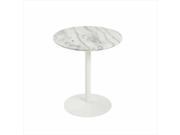 Euro Style 80945WHT Tammy Side Table in Marble and White