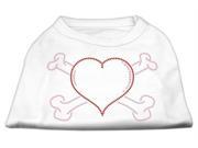 Mirage Pet Products 52 37 LGWT Heart and Crossbones Rhinestone Shirts White L 14