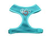 Mirage Pet Products 70 17 LGAQ Peace Love Bone Design Soft Mesh Harnesses Aqua Large