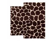 Chesapeake 26988 2 Piece Giraffe Bath Rug Set 21 in. x 34 in. 24 in. x 40 in. Chocolate Beige color