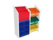 River Ridge 02 040 Kids Super Storage with 3 Bins Book Holder 6 Slot Cubby Yellow Green Orange Blue Red