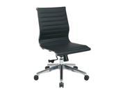 Office Star 73631 Mid Back Black Eco Leather Chair without Arms Polished Aluminum Frame and Base Black