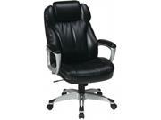 Office Star ECH85806 EC3 Executive Eco Leather Chair with Padded Arms Coated Base and Built in Adjustable Headrest. Silver Frame with Black Eco Leather Black