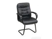 Office Star Work Smart FL7485 U6 Faux Leather Visitors Chair with Padded Arms and Sled Base