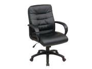 Office Star Work Smart FL7481 U6 Mid Back Faux Leather Executive Chair with Padded Arms
