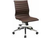 Office Star OSP Furniture 73638 Mid Back Chocolate Eco Leather Chair without Arms Polished Aluminum Frame and Base