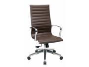 Office Star OSP Furniture 74608LT Executive High Back Chocolate Eco Leather Chair with Arms
