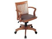 Office Star 108FW 1 Deluxe Wood Bankers Chair with Vinyl Padded Seat in Fruit Wood Finish with Brown Vinyl Fruitwood Finish Brown Vinyl