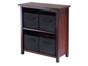 Winsome 94271 Verona 2 Section M Storage Shelf with 4 Foldable Baskets Walnut and Black