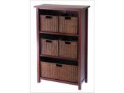 Winsome 94313 Milan 6 Piece Cabinet or Shelf and Baskets Shelf One Basket 4 Small Baskets Antique Walnut