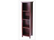 Winsome 94416 Milan 5 Tier Tall Storage Shelf or Bookcase Antique Walnut