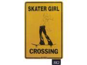 Seaweed Surf Co SK2 12X18 Aluminum Sign Skater Girl Crossing