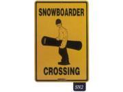 Seaweed Surf Co SN2 12X18 Aluminum Sign Snowboarder Crossing