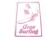 Seaweed Surf Co SF48 12X18 Aluminum Sign Gone Surfing Pink