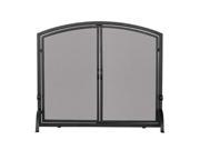 Uniflame S 1064 Single Panel Black Wrought Iron Screen With Doors Large