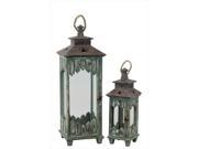 Urban Trends Collection 92034 21.5 in. H Wooden Lantern Green Set of Two