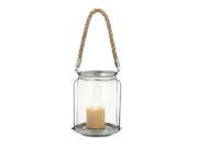 Woodland Import 55479 Lantern with Solid Design and Mottled Silver Finish