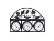 Benzara 35416 21 in. W x 14 in. H Metal Outdor Clock with Thermometers