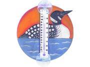 Songbird Essentials Loon in Lake Scene Small Window Thermometer