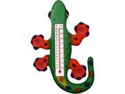 Songbird Essentials Climbing Green Orange Gecko Small Window Thermometer