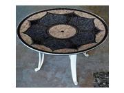 Sundance Southwest UFT3648MGBBPB Universal Style Fire Table 36 in. Tall x 48 in. Diameter Magnolia Design Blues and Blacks Granite Colors Poly Black Powder C