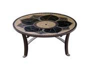 Sundance Southwest UFP1945MGBBPB P Universal Style Chat Fire Pit 19 in. Tall x 45 in. Diameter Magnolia Design Blues and Blacks granite colors Poly Black Pow